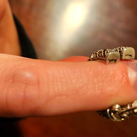 💥2/$35💥 Sterling Cluster Pave Marcasite Hoop Earrings - Picture 4 of 6